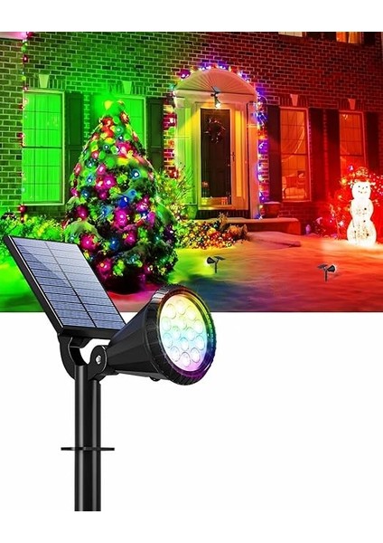 7 Renk Rgb 18 LED Spot Güneş Enerjili Bahçe Aydınlatması, Fotoselli, Aplik, 18W, Su Geçirmez Dış Mekan Solar Lamba, Duvar ve Zemin Montajı (Kırmızı, Yeşil, Mavi, Amber, Mor, Beyaz, Turkuaz) modelleri