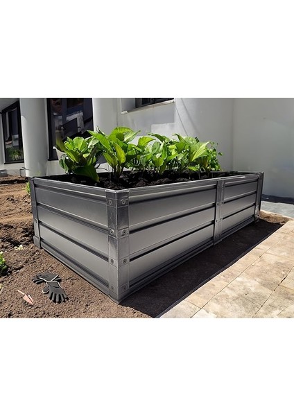 Premium Yükseltilmiş Sebze Yatağı, Galvanizli Paslanmaz Çelik Bahçe Bostan Yatağı, Ağaçlar, Otlar, Domates, Biber, Brokoli, Havuç Için, Modüler Kolay Montaj, 120X60X30 cm