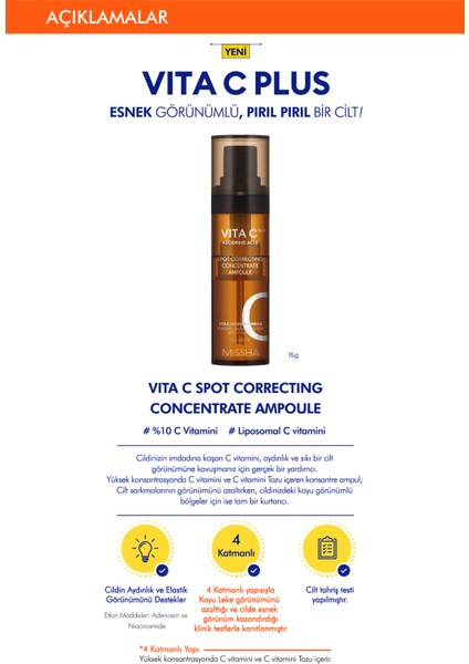 Leke Karşıtı C Vitamini %99 Saf Konsantre Serum Vita C Plus Spot Correcting Concentrate Ampoule