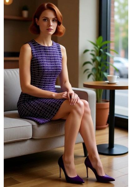 Kadın A Kesim Kolsuz Ofis Elbisesi Ekose Kareli Dokuma Tüvit Kumaş Ilkbahar Sonbahar Şıklığı fiyatları