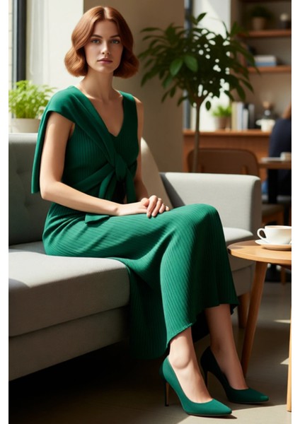 Kadın Bodycon Kesim Midi Triko Elbise Uzun Kollu Uyumlu Kazak Ikili Takım Şık Günlük Stile Uygun fiyatları