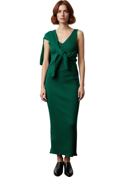 Kadın Bodycon Kesim Midi Triko Elbise Uzun Kollu Uyumlu Kazak Ikili Takım Şık Günlük Stile Uygun modelleri