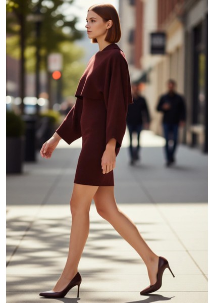 Kadın Triko Bisiklet Yaka Uzun Kollu Bolero Mini Bodycon Elbise Takımı Modern Şıklık Kaliteli