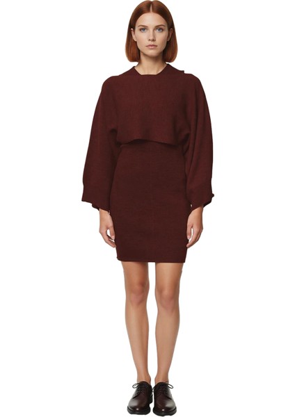 Kadın Triko Bisiklet Yaka Uzun Kollu Bolero Mini Bodycon Elbise Takımı Modern Şıklık Kaliteli modelleri