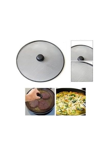 Telli 33 cm Büyük Boy Yağ Sıçratmaz Tencere Tava Kapağı