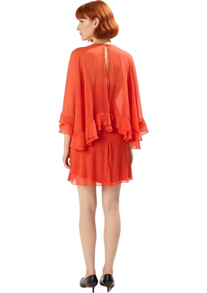 Kadın Çiçekli V Yaka Skater Polyester Mini Elbise Yarasa Kollu Astarlı Kokteyl Şıklığı Için Ideal fırsatları