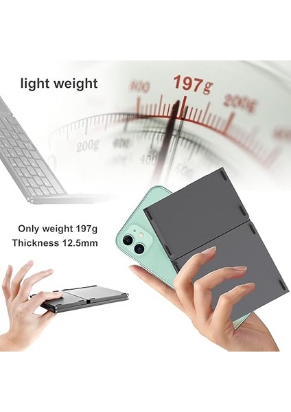 Katlanabilir Bluetooth Klavye, Rock &amp; Rown Cep Boyutunda Taşınabilir Kablosuz Klavye Touchpad ile Mac Os, Android, Windows, Linux, Pc, Tablet Için, Şarj Edilebilir Li-Ion Pilli, Koyu Gri fırsatları