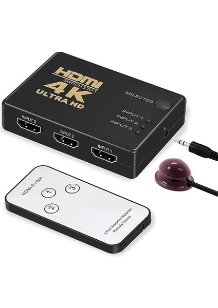 Yeni Nesil Tv Için HDMI Çoklayıcı 3 Port 4K Kumandalı Kullanımı ve Kurulumu Kolayultra Hd HDMI Switch Splitter Kablo Dahil Değildir 3 PORT4KHDMI