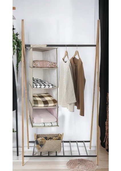 Kapısı 4 Bölmeli Askılı Dolap Düzenleyici Organizer Gri fırsatları