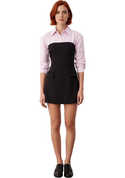 Kadın Bodycon Kesim Mini Gömlek Elbise Düşük Kol Uzun Kollu Finike Dokuma Zarif Tasarım Kaliteli modelleri