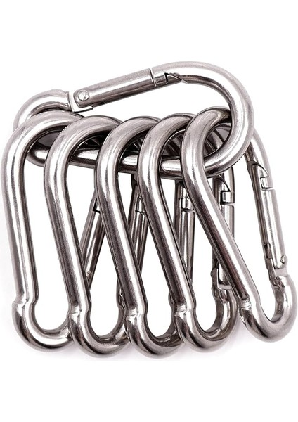 6 Adet Karabina Klip Ağır, 304 Paslanmaz Çelik Karabina, Kilitleme Karabina (M6), Açık Hava, Balıkçılık, Yürüyüş, Seyahat Için Snap Kanca