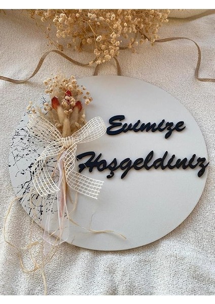 Kapı Süsü - Dış Kapı Süsü Evimize Hoşgeldiniz 2023-6 Beyaz 30 x 30 fırsatları