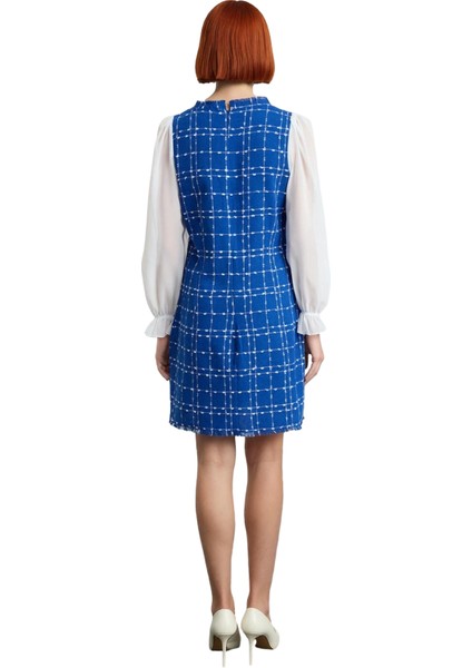 Kadın Ekose Kare Yaka A Kesim Mini Dokuma Elbise Tüvit Kumaş Gündüz Gece Şıklığıyla Kışlık Stil fırsatları