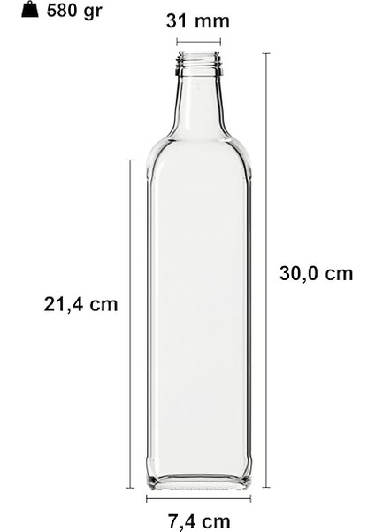 1000 ml Şeffaf Maraska Yağdanlık Kapaklı ve Kapüşonlu 1000 cc Köşeli Cam Şişe 2 Adet fiyatları