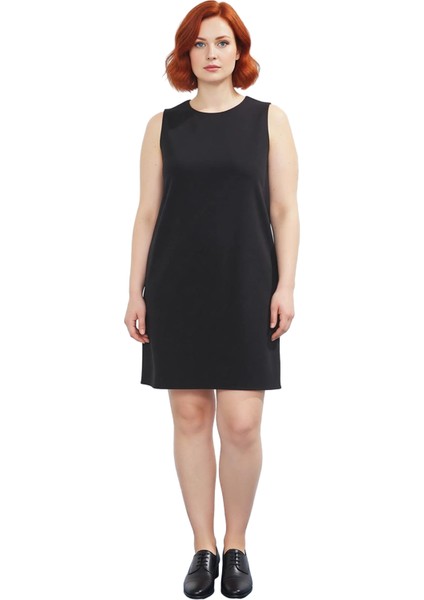 Kadın Büyük Beden Kolsuz Shift Kalıp Bisiklet Yaka Mini Dokuma Elbise Yaz Aylarının Yıldızı modelleri