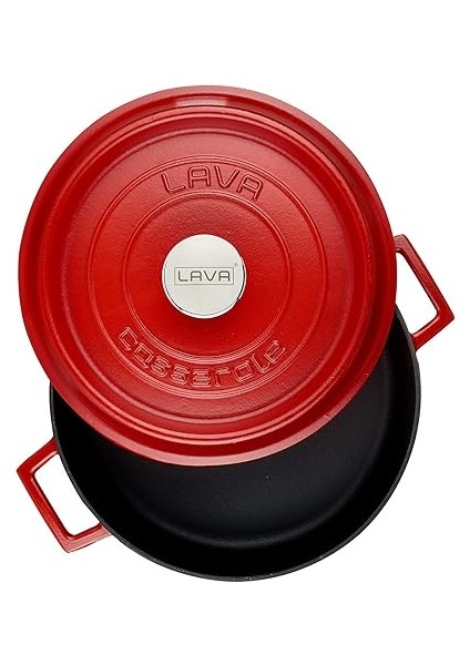 Metal Spring Serisi - Döküm Çok Amaçlı Tencere, Yuvarlak, 28 Cm, Mat Emaye, Parlak Siyah Taban, Kırmızı fiyatları