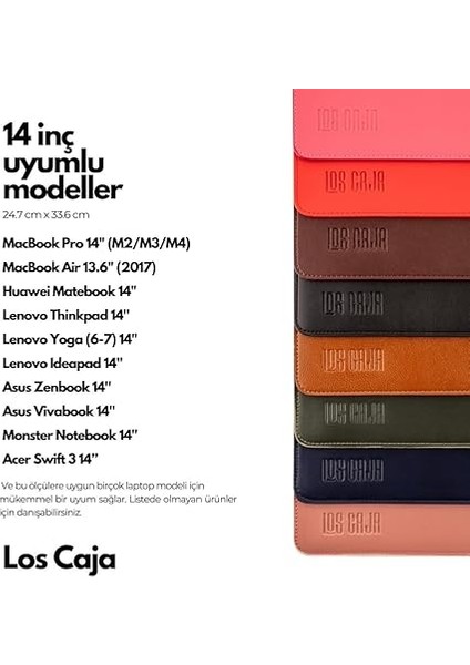 Caja Minimalist 14 Inç Laptop Kılıfı, Vegan Deri, Su Itici Özellikli, Bilgisayar Notebook Laptop Çantası (Siyah, 14 Inç) fiyatları