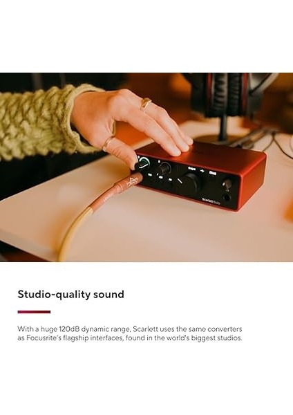 Scarlett Solo Gen 4 Ses Kartı: Gitarist, Vokalist Veya Prodüktör Için USB Audio Arayüzü, Stüdyo Kalitesinde Kayıt ve Kayıt Yapmanız Için Gerekli Tüm Yazılımlar fırsatları