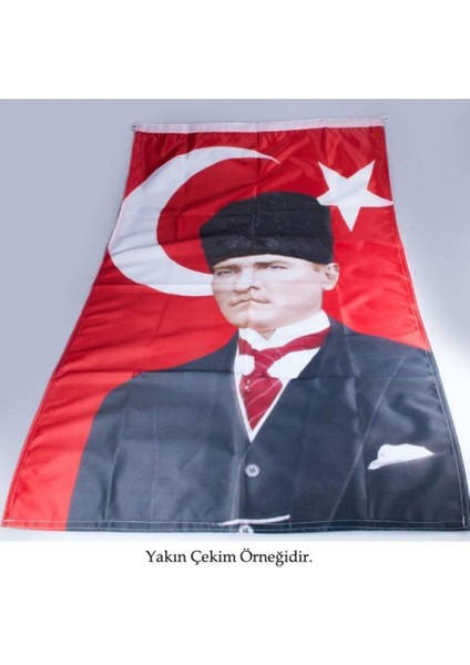 Türk Bayrağı Kalpaklı Atatürk Fotoğraflı Türkiye Bayrağı 70X105 cm modelleri
