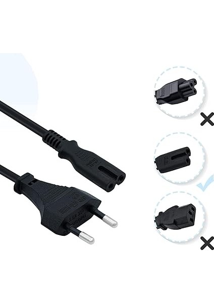 Home Ps3 / Ps4 / Ps5 / Xbox Series S-X Uyumlu Güç Kablosu 1.5 Metre 2pin Güç Kablosu Projeksiyon - Monitör - Tv Universal 2pin Güç Kablosu Teyp Fişi (1) indirimleri