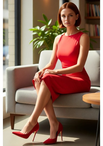 Kadınlar Için Şık ve Modern Bodycon Midi Elbise Asimetrik Yaka Detaylı Kolsuz Tasarım Kaliteli fiyatları