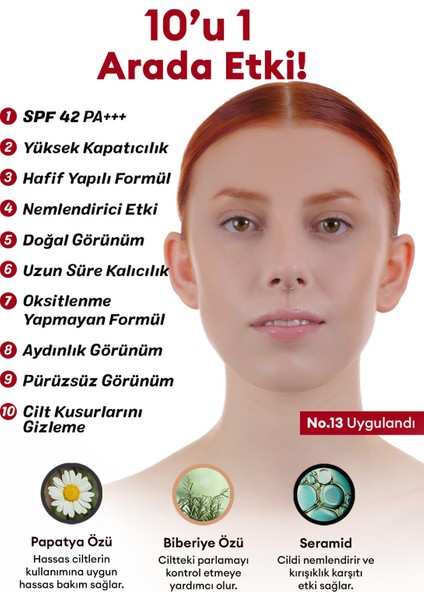 Mükemmel Kapatıcılık Sunan Çok Fonksiyonlu M Perfect Cover BB Cream Ex SPF42/PA+++ No.13 (20ml)