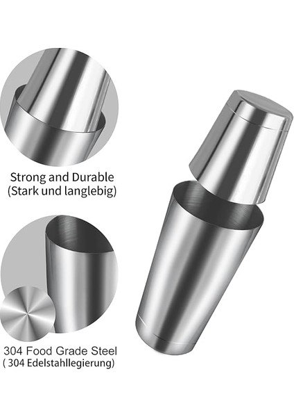 Boston Kokteyl Çalkalayıcı Seti|8 Parça Kokteyl Yapma Seti Paslanmaz Çelik 700/600 Mlshakers|barmen Kiti Bar Alet Seti Süzgeçli, Dökücü, Çamurluk, Çift Jigger, Evde Karıştırma Kaşığı ve Barda Hediye modelleri