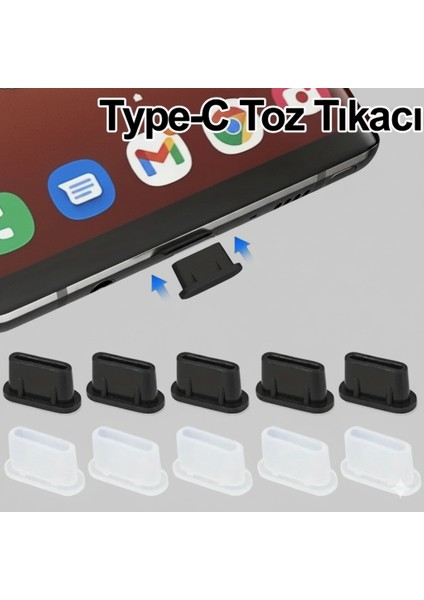Typc Tüm Modellere Uyumlu Toz ve Kir Önleyici Şarj Soketi Tıpa Slikon 5 Adet Siyah 5 Adet Beyaz Emre Bilişim