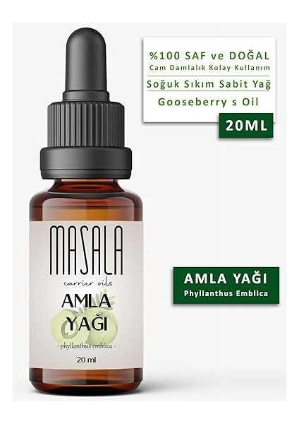 Amla Saç Bakım Yağı 20 Ml. Soğuk Pres (Gooseberry Carrier Oil) Bektaşi Üzümü fiyatları