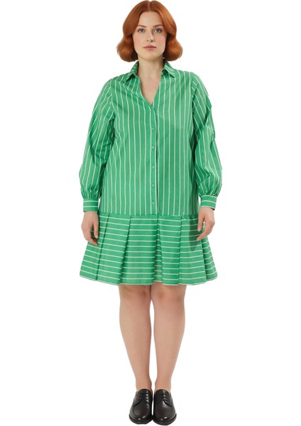 Kadınlar Için Büyük Beden Gömlek Yaka %100 Pamuk Dokuma Uzun Kol Mini Elbise Rahat Günlük Şıklık modelleri