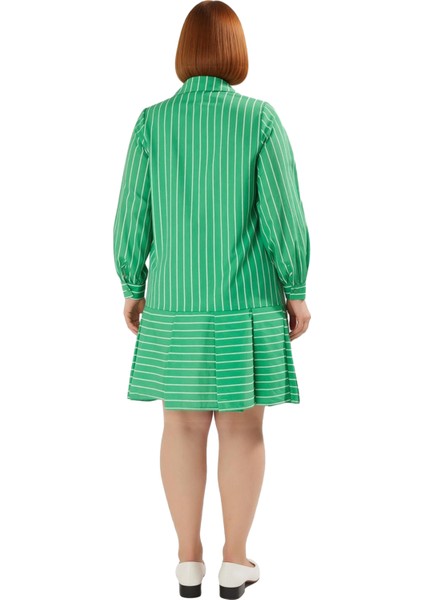 Kadınlar Için Büyük Beden Gömlek Yaka %100 Pamuk Dokuma Uzun Kol Mini Elbise Rahat Günlük Şıklık fırsatları