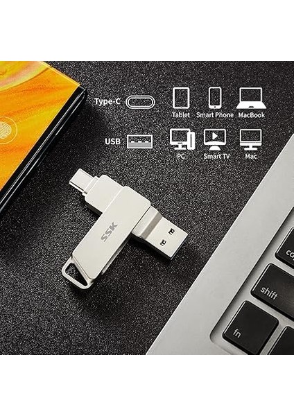 128GB USB C Flash Sürücü 200MB/S'YE Kadar Aktarım Hızı Çift Konnektörler 2'si 1 Arada Tip C+Usb 3.2 Başparmak (Jump) Sürücü Memory Stick Thunderbolt 3 Android Telefon, Macbook/pro/hava ve Daha fırsatları