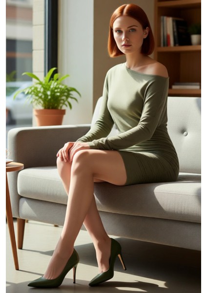 Kadın Bodycon Kalıp Kayık Yaka Uzun Kollu Örme Mini Elbise Smart Casual Günlük Şıklığı Için Ideal fiyatları