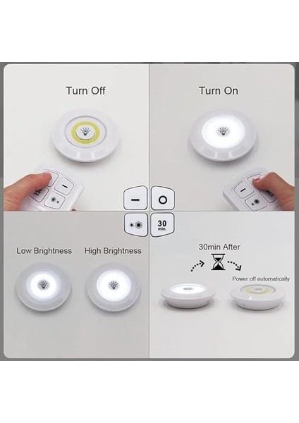Uzaktan Kumandalı ve Basmalı Düğmeli 3 Adet Kendinden Yapışkanlı LED Işık Paketi, Kablosuz Kurulum, Iç Mekan Kullanımı Için Ideal, Beyaz Işık (Piller Dahil Değildir) fiyatları