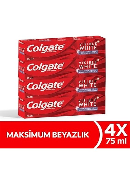 Visible White Beyazlatıcı Diş Macunu, 75ML x 4 Adet fiyatları