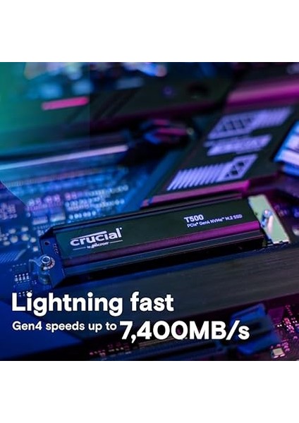 T500 1tb Gen4 Nvme M.2 Dahili Oyun SSD Soğutuculu, 7300 Mb/s'ye Kadar, Playstation 5 Uyumlu + 1mo Adobe cc Tüm Uygulamalar - CT1000T500SSD5 fiyatları