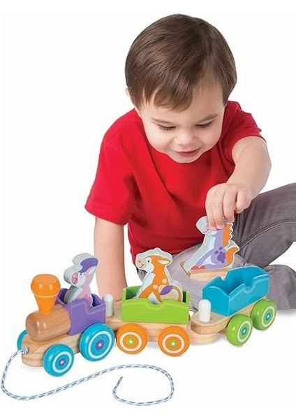 &amp; Doug Ahşap Çek Çek Tren, Sallanan Çiftlik Hayvanları modelleri