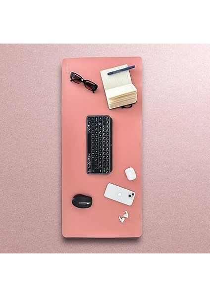 El Yapımı Deri Masa Pad - Premium Kaymaz Deri Mousepad ve Klavye Altlığı - Sümen Masa Matı (Pudra) fırsatları