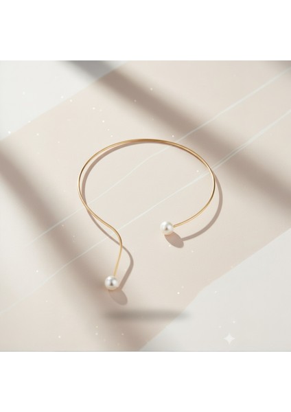 İnci Detaylı Açık Model Choker Kolye Gold Renk Gerdanlık modelleri