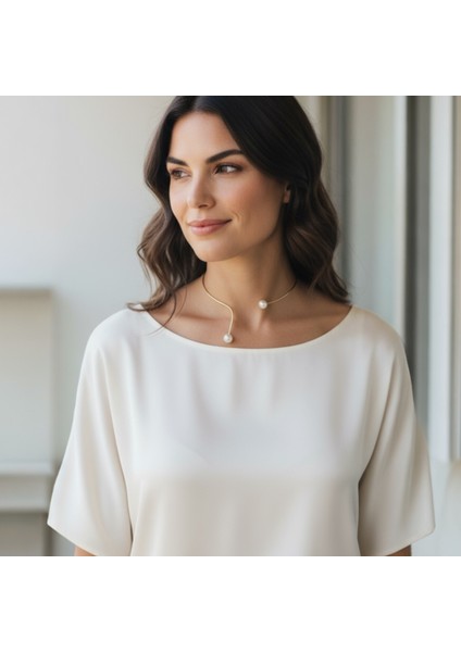 İnci Detaylı Açık Model Choker Kolye Gold Renk Gerdanlık fırsatları