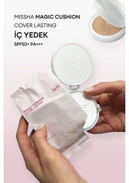 Yarı Mat Görünümlü Cushion Fondöten (İç Yedek) Magic Cushion Cover Lasting SPF50+/PA+++ (No.21)