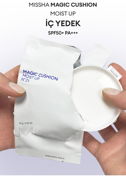 Nemli Ve Pürüzsüz Görünüm Sunan Cushion Fondöten (İç Yedek) Magic Cushion Moist Up SPF50+/PA+++ No21