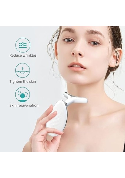 Boyun Yüz Masaj Aleti, Sıkılaştırıcı Kırışıklık Giderme Aleti, Çift Çene Azaltıcı Titreşim Masajı Cilt Sıkılaştırma Yüz Şekillendirme Için 3 Renk Modlu fiyatları