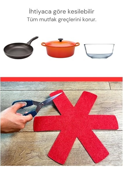 12 Li Set Tencere Tava Koruyucu Borcam Çizdirmez Keçe Düzenleyici (Kırmızı) fiyatları