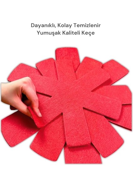 12 Li Set Tencere Tava Koruyucu Borcam Çizdirmez Keçe Düzenleyici (Kırmızı) indirimleri