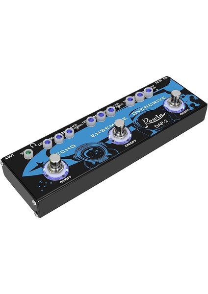 3'ü 1 Arada Gitar Çoklu Efekt Pedalı Eko/topluluk/overdrive Gerçek Bypass Fonksiyonlu Alüminyum Alaşımlı Kabuk Taşınabilir Elektro Gitar Efekt Pedalı Dc 9V 6.35MM Giriş/çıkış Arayüzü