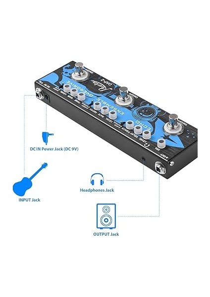 3'ü 1 Arada Gitar Çoklu Efekt Pedalı Eko/topluluk/overdrive Gerçek Bypass Fonksiyonlu Alüminyum Alaşımlı Kabuk Taşınabilir Elektro Gitar Efekt Pedalı Dc 9V 6.35MM Giriş/çıkış Arayüzü modelleri