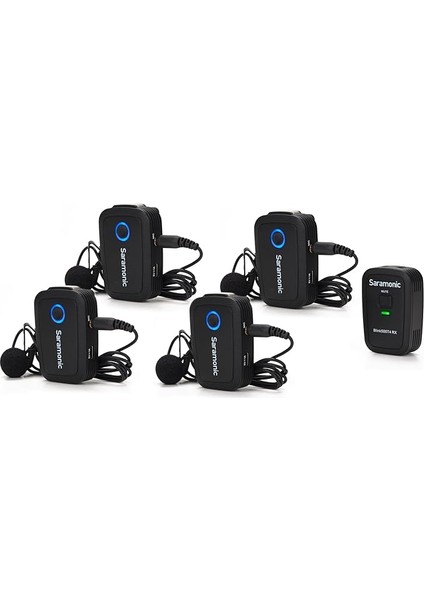 Blink 500 T4 4 Kişilik Kablosuz Yaka Mikrofon Sistemi, 2,4 Ghz, 328 Ft Menzil, 4 Verici ve 1 Alıcı, 24-Bit Ses, Dslr, Video Kamera, Akıllı Telefon, Youtube, Röportaj, Podcast Için