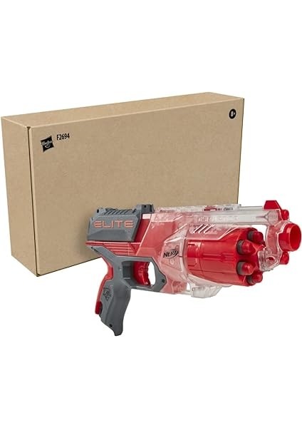 Elite Disruptor Blaster, 6-Dart Davul, 6 Elite Dart, Hızlı Ateş, Yarı Saydam Kırmızı fiyatları