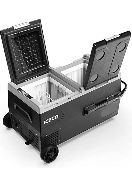 K95D 12/24VOLT 95 Litre Akülü/kablolu/çift Bölmeli Kompresörlü Tekerlekli Outdoor Oto Buzdolabı/dondurucu (Akü Dahil Değildir) modelleri